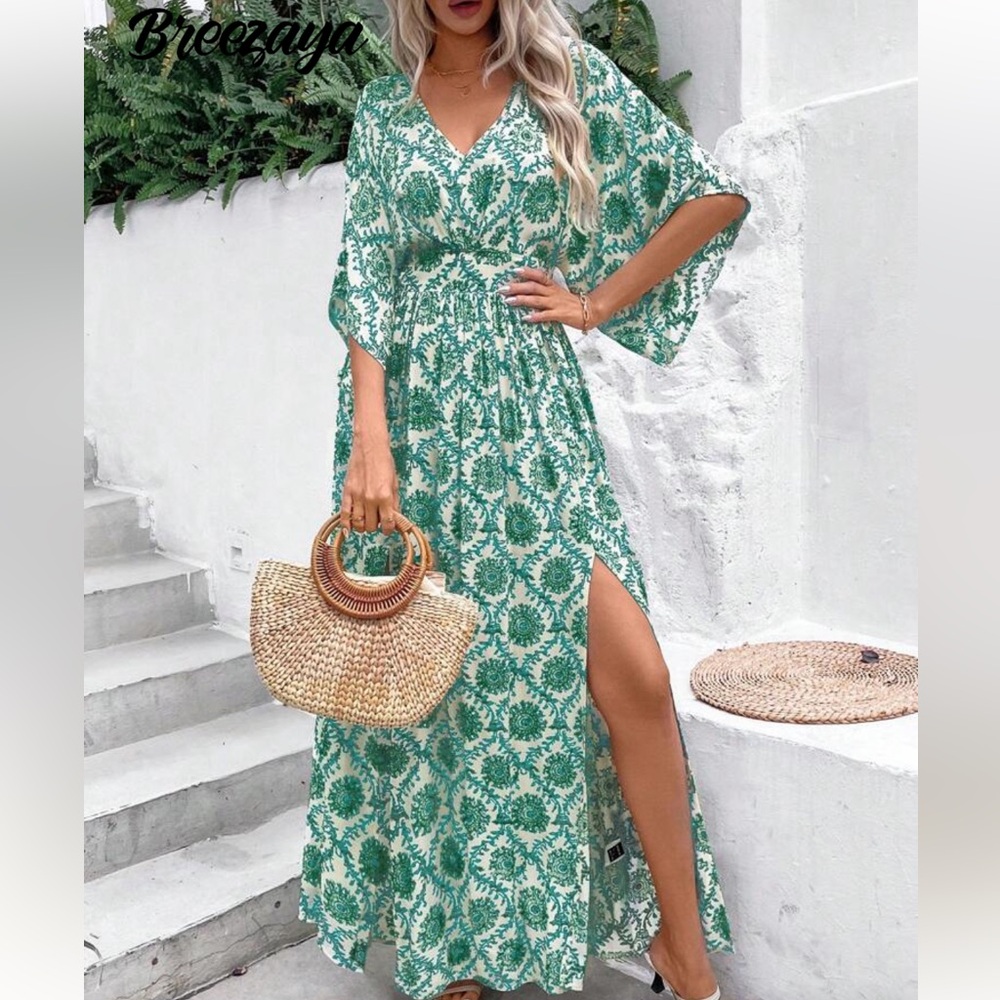 Green Patterned Maxi Dress